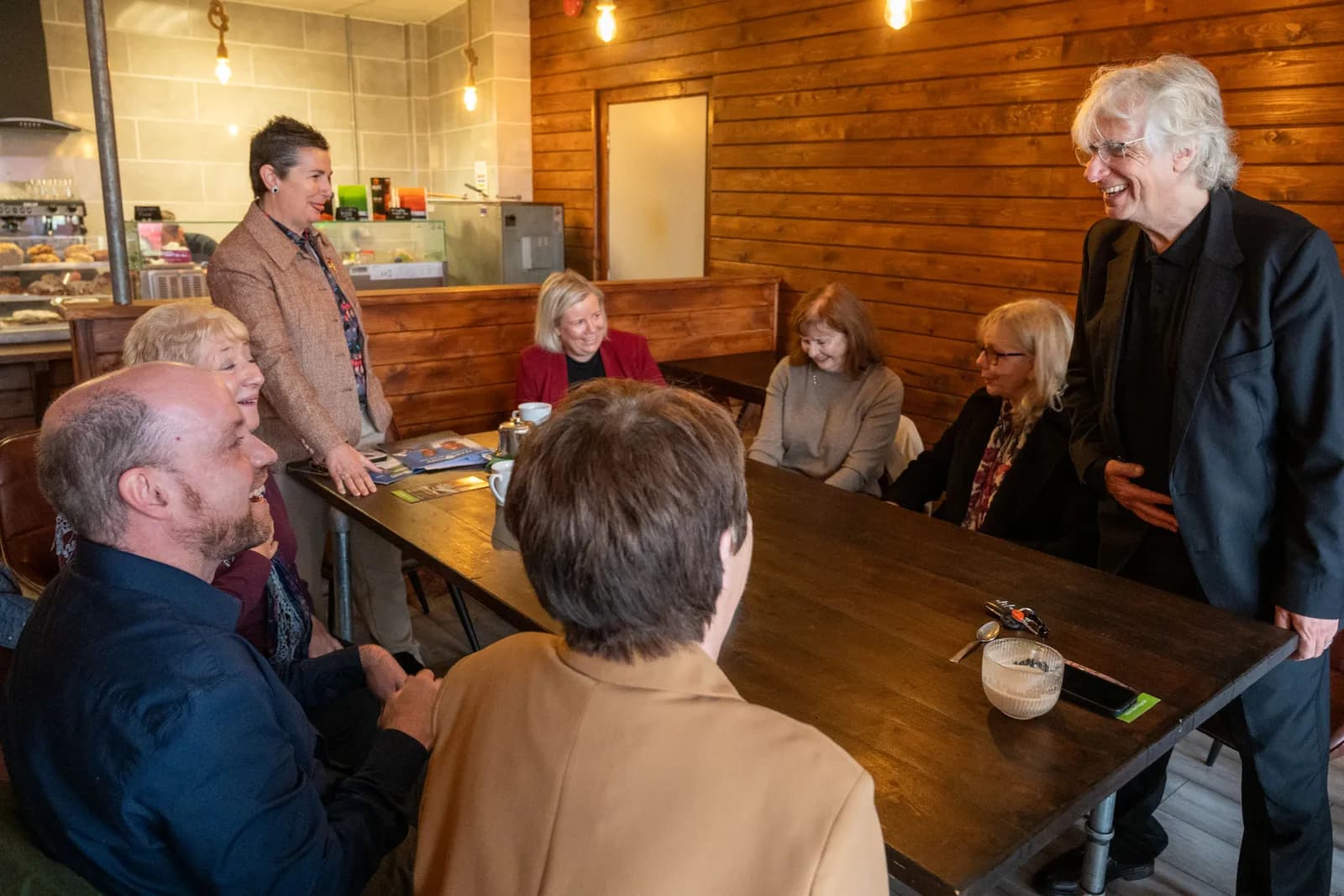 Sir Phil Redmond pictured meeting with local community representatives at the Grass Roots in Strabane.